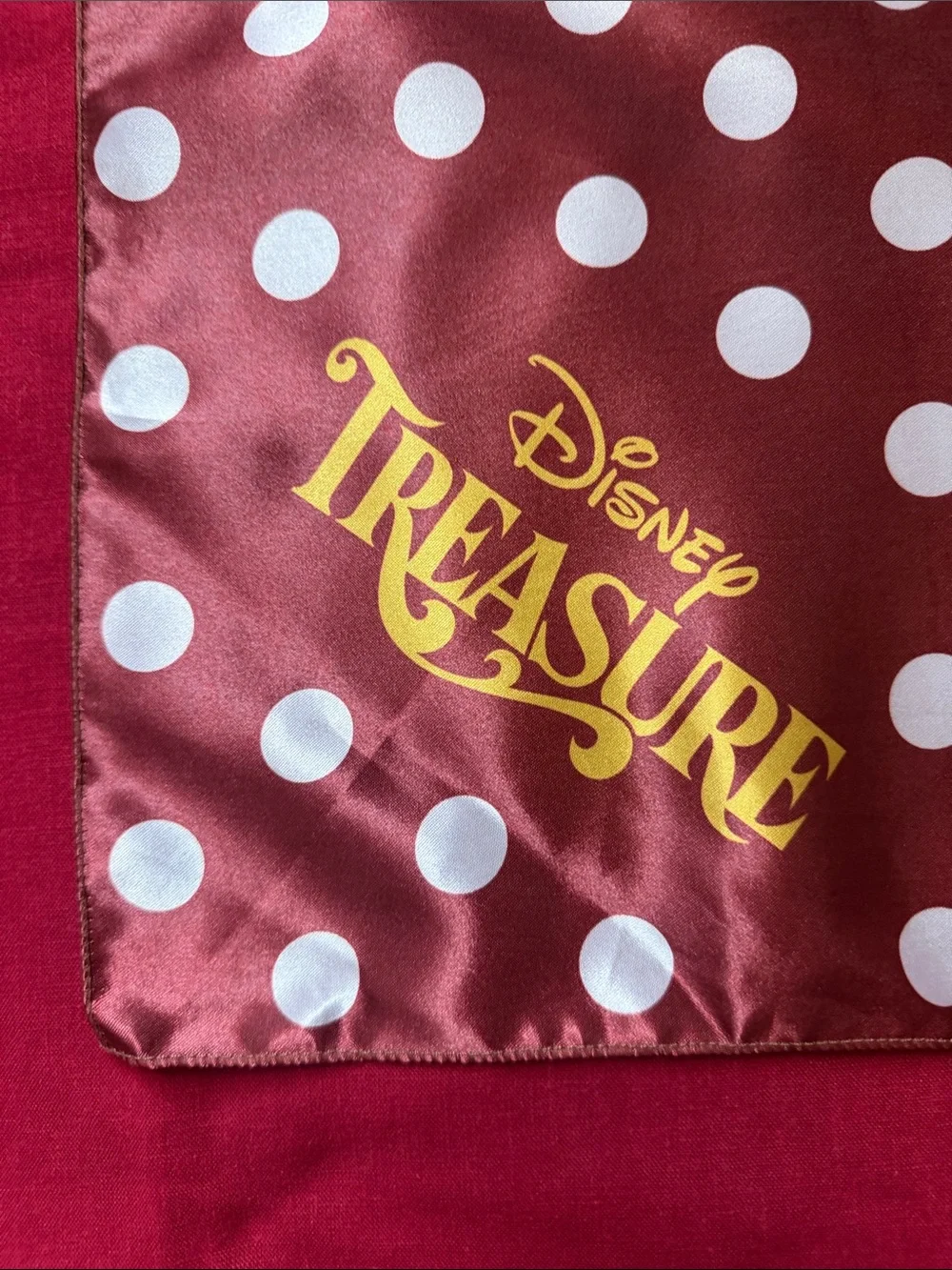 Disney Treasure Polka Dot Satin Scarf - Burgundy, White & Gold